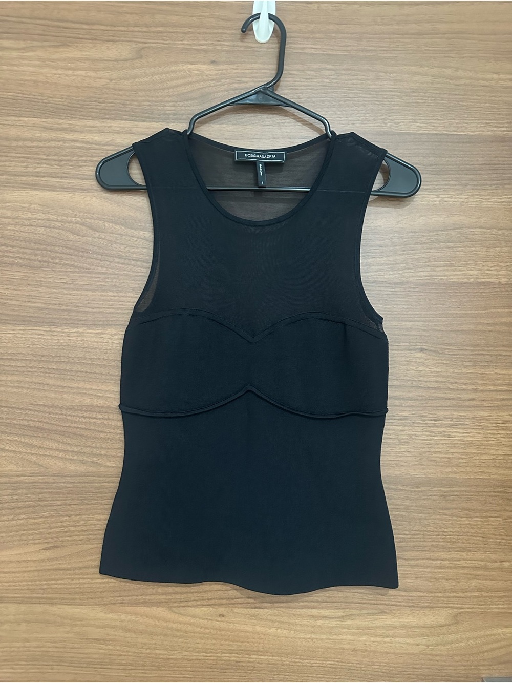 BCBGMaxAzria Black Fitted Sculpted Bust Tank